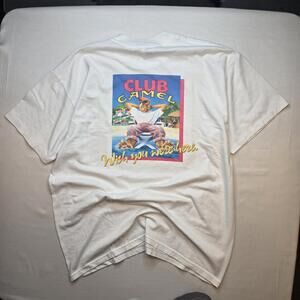 Vintage Club Camel Shirt Mens XL Pocket Back Graphic Wish You Were Here 90s